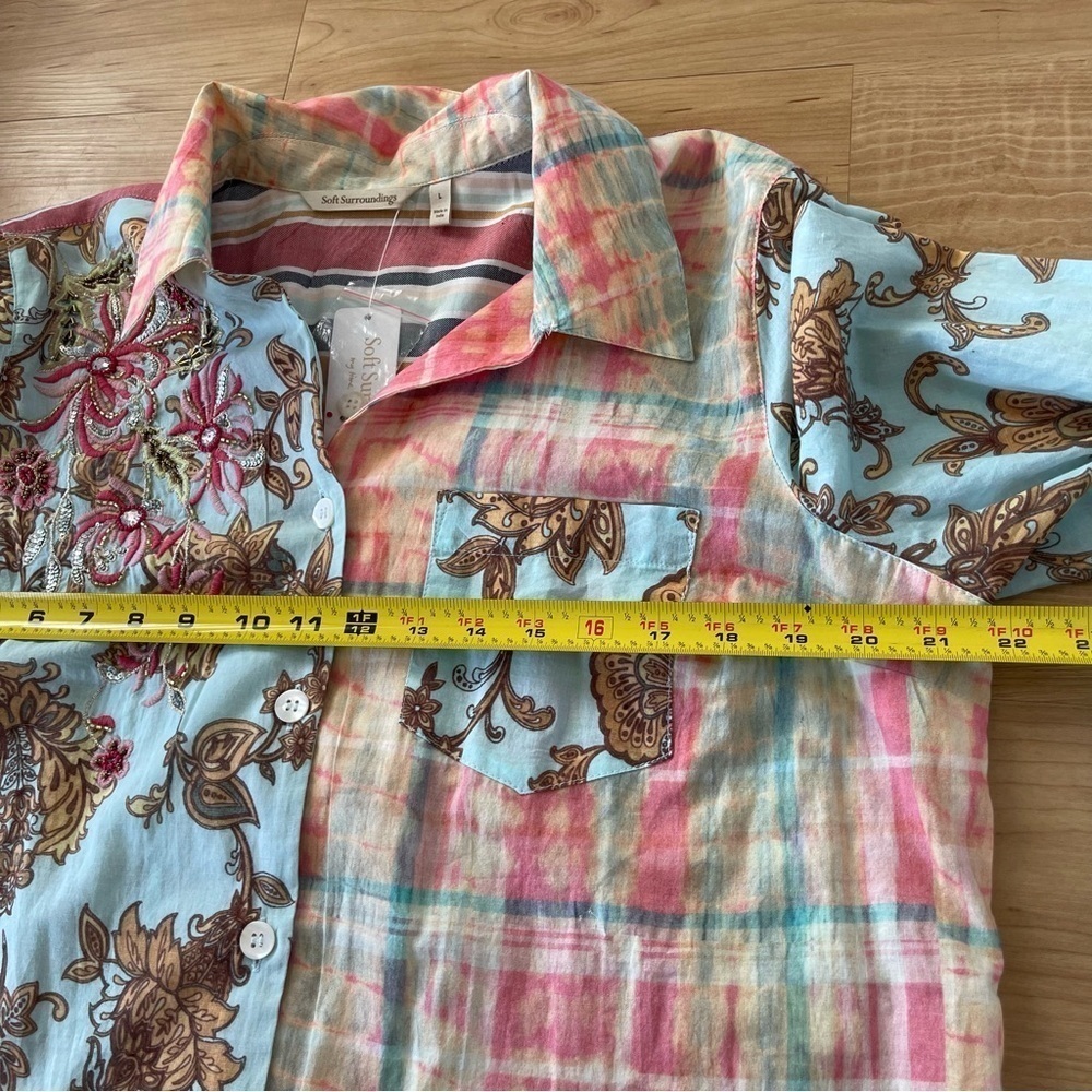 NWT Soft Surroundings Descansa Tunic Mixed Print Embroidered Size Large - Picture 12 of 14